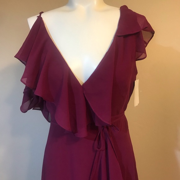 Yumi Kim Burgundy Romance Me Hi-Lo Wrap Dress - Picture 3 of 9